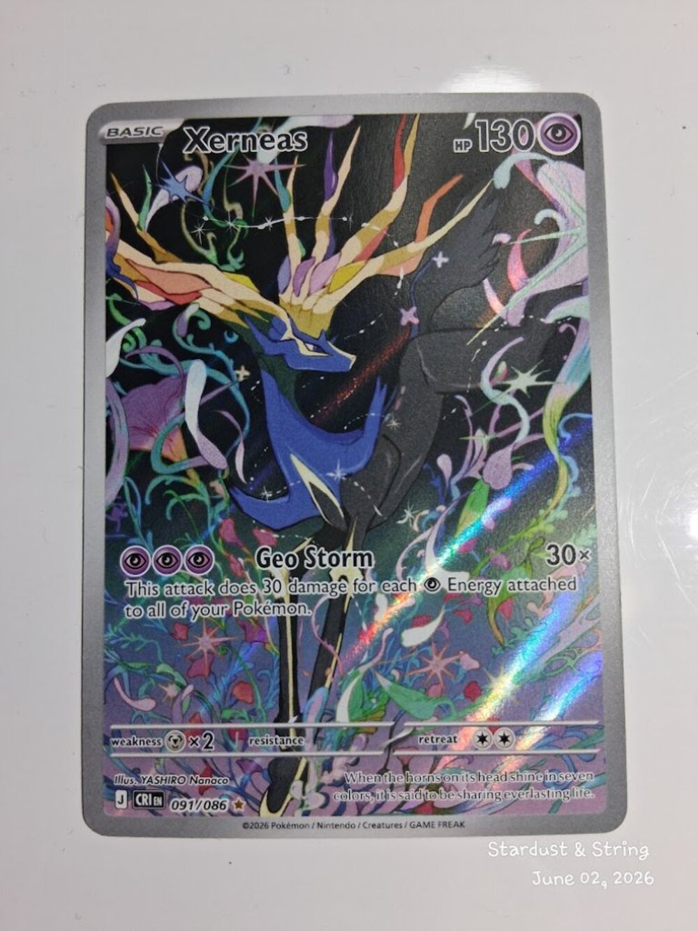 Pokemon Xerneas 091/086 Chaos Rising Illustration Rare Holo Full Art